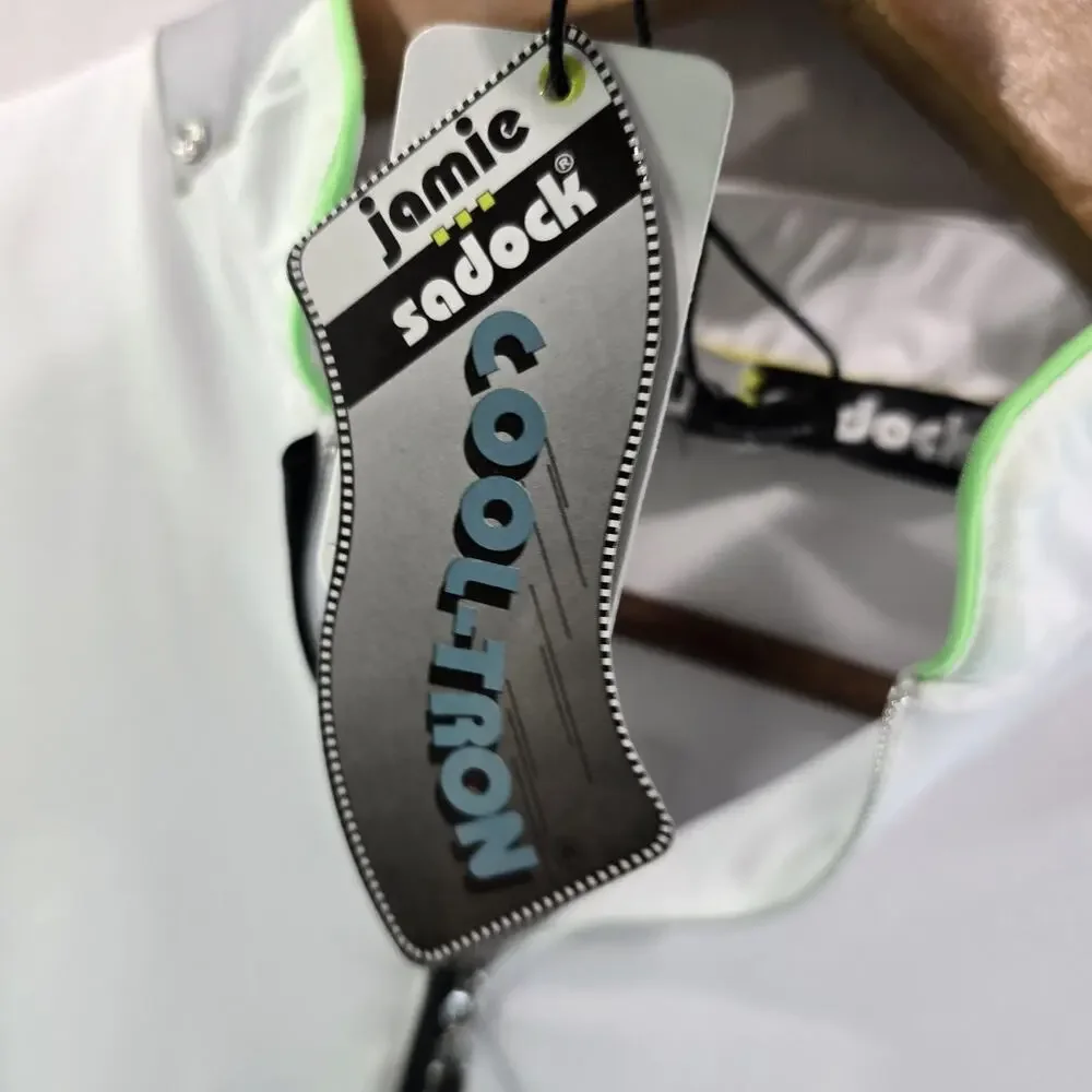 Jamie Sadock Shirt Womens Large White Green Zip Sunsense Cool Tron Mikado